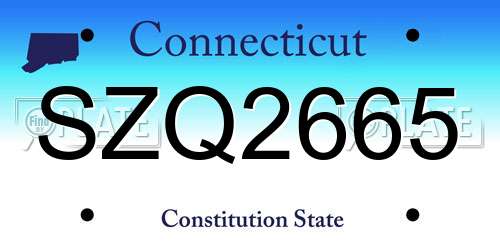 SZQ2665 Connecticut License Plate
