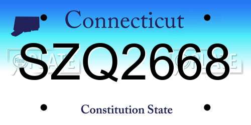 SZQ2668 Connecticut License Plate