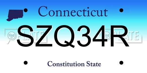 SZQ34R Connecticut License Plate