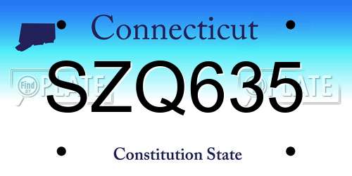 SZQ635 Connecticut License Plate