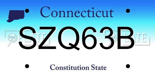 SZQ63B Connecticut License Plate
