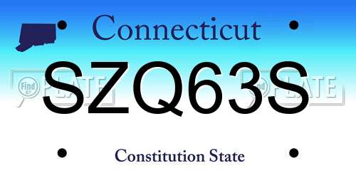 SZQ63S Connecticut License Plate