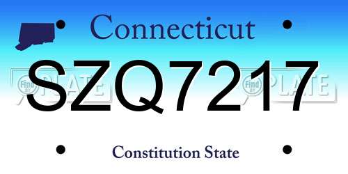 SZQ7217 Connecticut License Plate