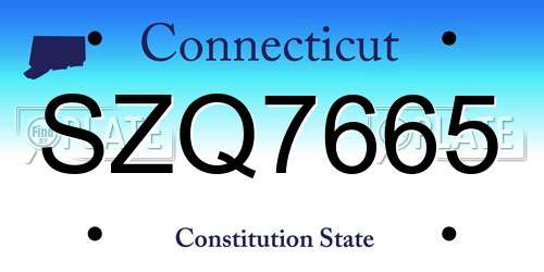 SZQ7665 Connecticut License Plate