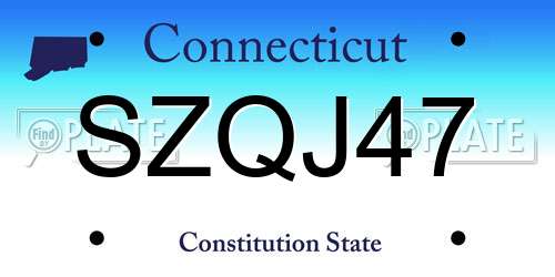 SZQJ47 Connecticut License Plate