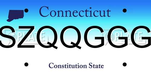 SZQQGGG Connecticut License Plate