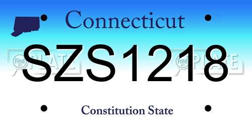 SZS1218 Connecticut License Plate