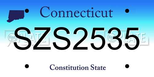SZS2535 Connecticut License Plate