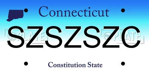 SZSZSZC Connecticut License Plate