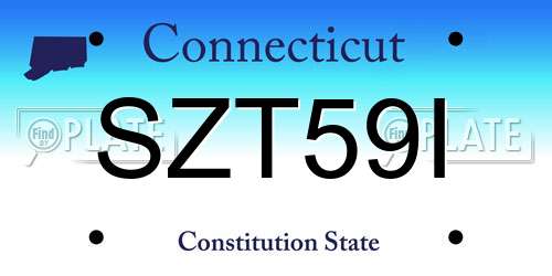 SZT59I Connecticut License Plate