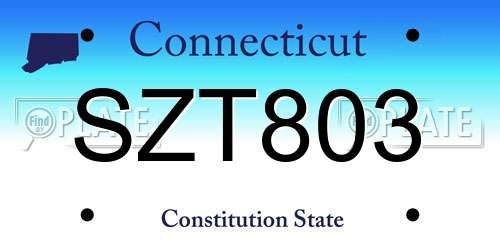SZT803 Connecticut License Plate