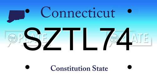 SZTL74 Connecticut License Plate