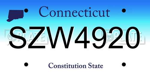 SZW4920 Connecticut License Plate