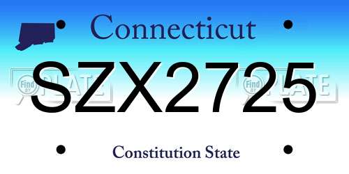 SZX2725 Connecticut License Plate
