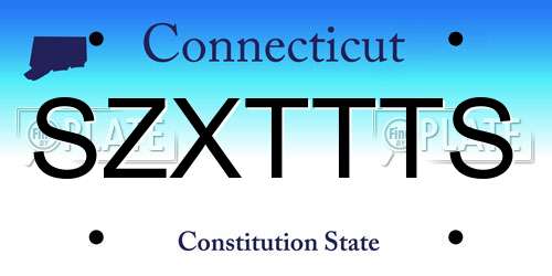 SZXTTTS Connecticut License Plate