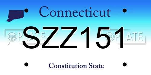 SZZ151 Connecticut License Plate