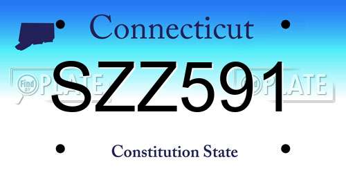 SZZ591 Connecticut License Plate