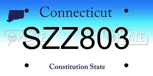 SZZ803 Connecticut License Plate