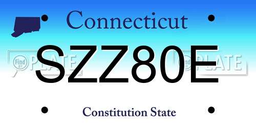 SZZ80E Connecticut License Plate
