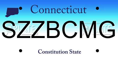 SZZBCMG Connecticut License Plate