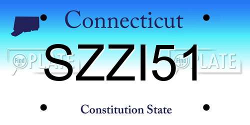 SZZI51 Connecticut License Plate