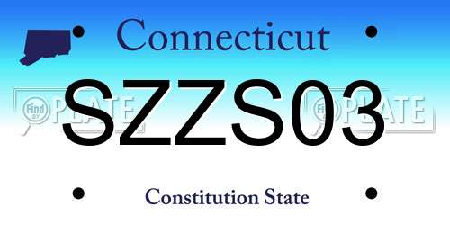 SZZS03 Connecticut License Plate