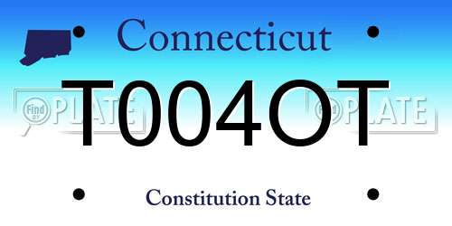 T004OT Connecticut License Plate
