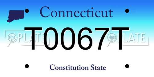 T0067T Connecticut License Plate