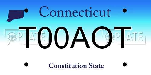 T00AOT Connecticut License Plate