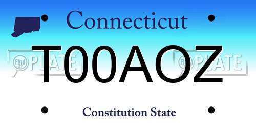 T00AOZ Connecticut License Plate