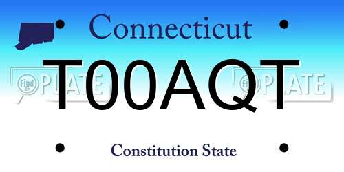 T00AQT Connecticut License Plate