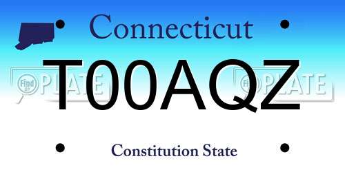 T00AQZ Connecticut License Plate