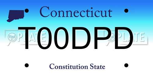 T00DPD Connecticut License Plate