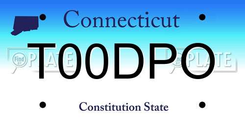 T00DPO Connecticut License Plate