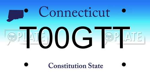 T00GTT Connecticut License Plate