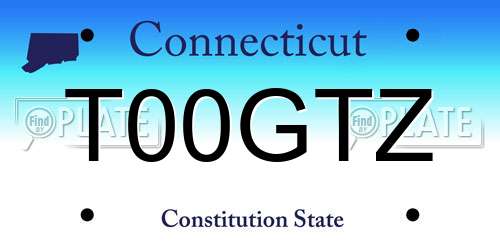 T00GTZ Connecticut License Plate