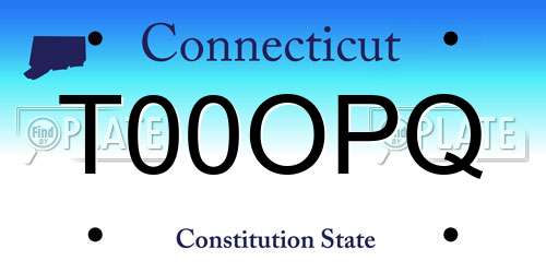 T00OPQ Connecticut License Plate