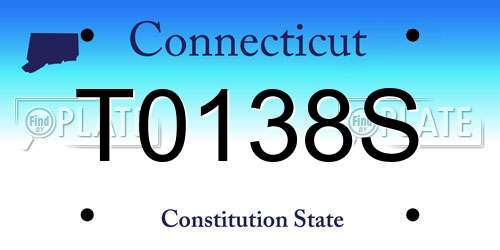 T0138S Connecticut License Plate