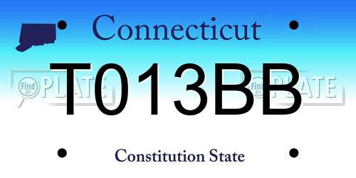 T013BB Connecticut License Plate
