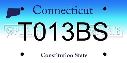 T013BS Connecticut License Plate