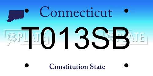 T013SB Connecticut License Plate