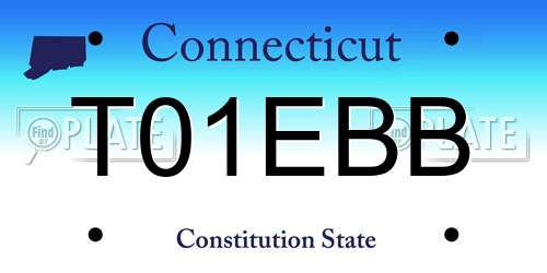 T01EBB Connecticut License Plate