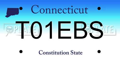T01EBS Connecticut License Plate