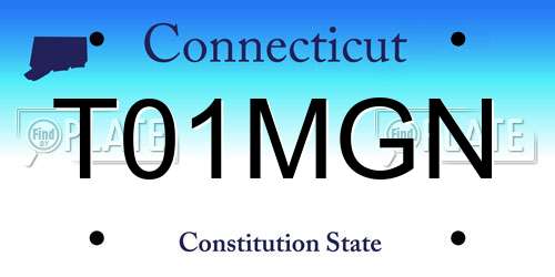 T01MGN Connecticut License Plate