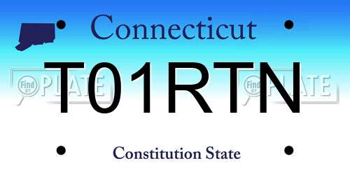 T01RTN Connecticut License Plate