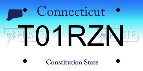 T01RZN Connecticut License Plate
