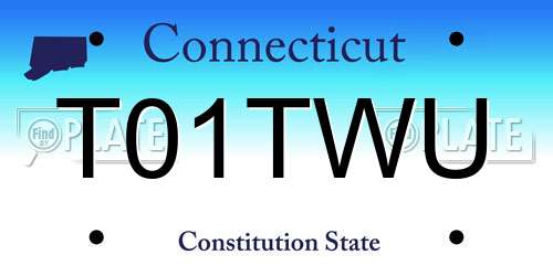 T01TWU Connecticut License Plate