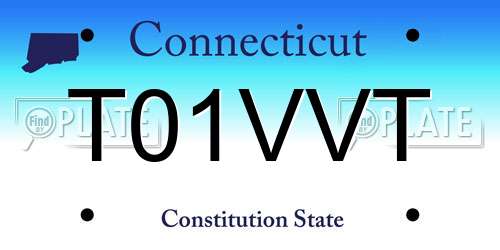 T01VVT Connecticut License Plate