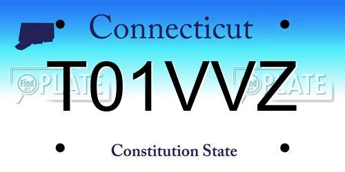 T01VVZ Connecticut License Plate
