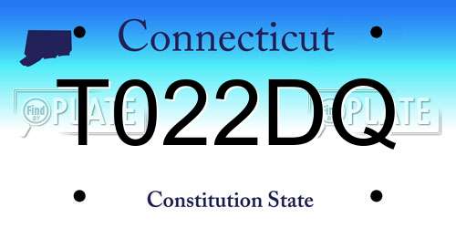 T022DQ Connecticut License Plate
